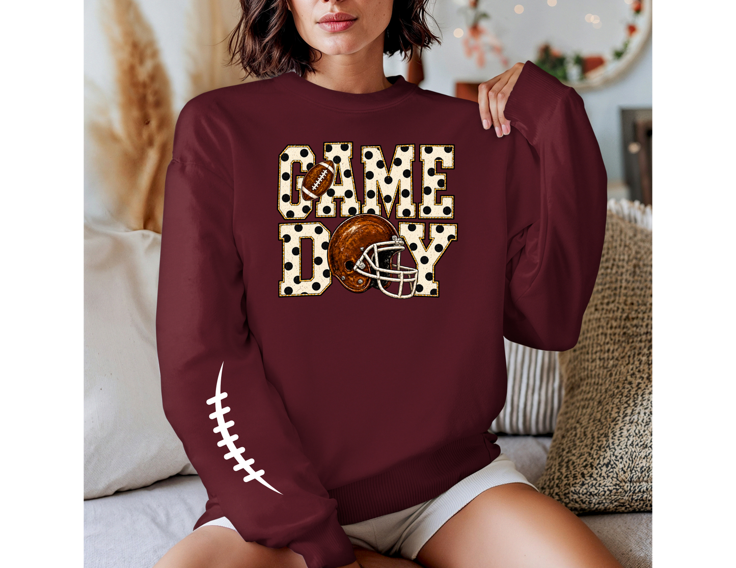 Game Day Polka Dot Football Crewneck