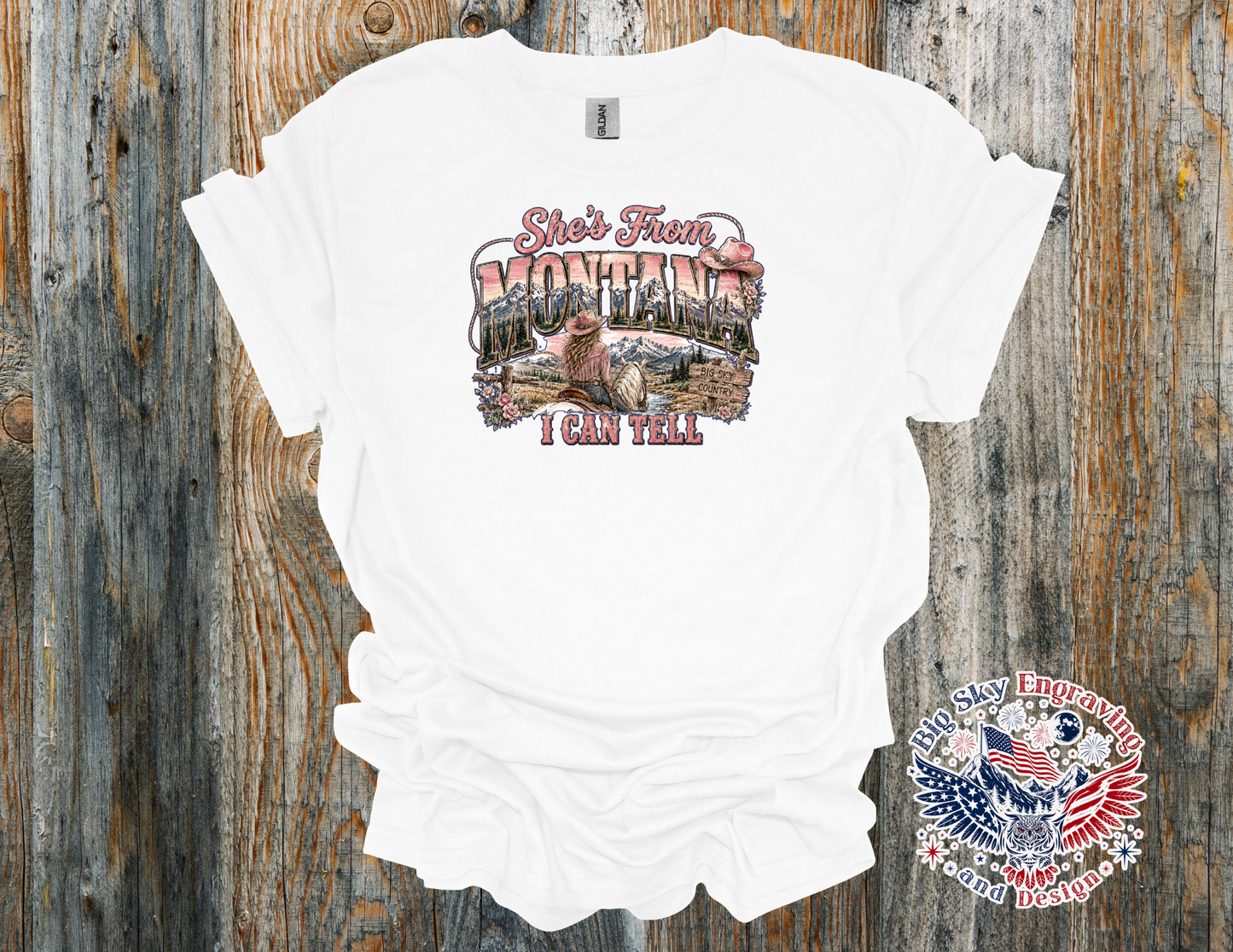 She's From Montana, I Can Tell Cowgirl Tee– Gildan Softstyle T-Shirt