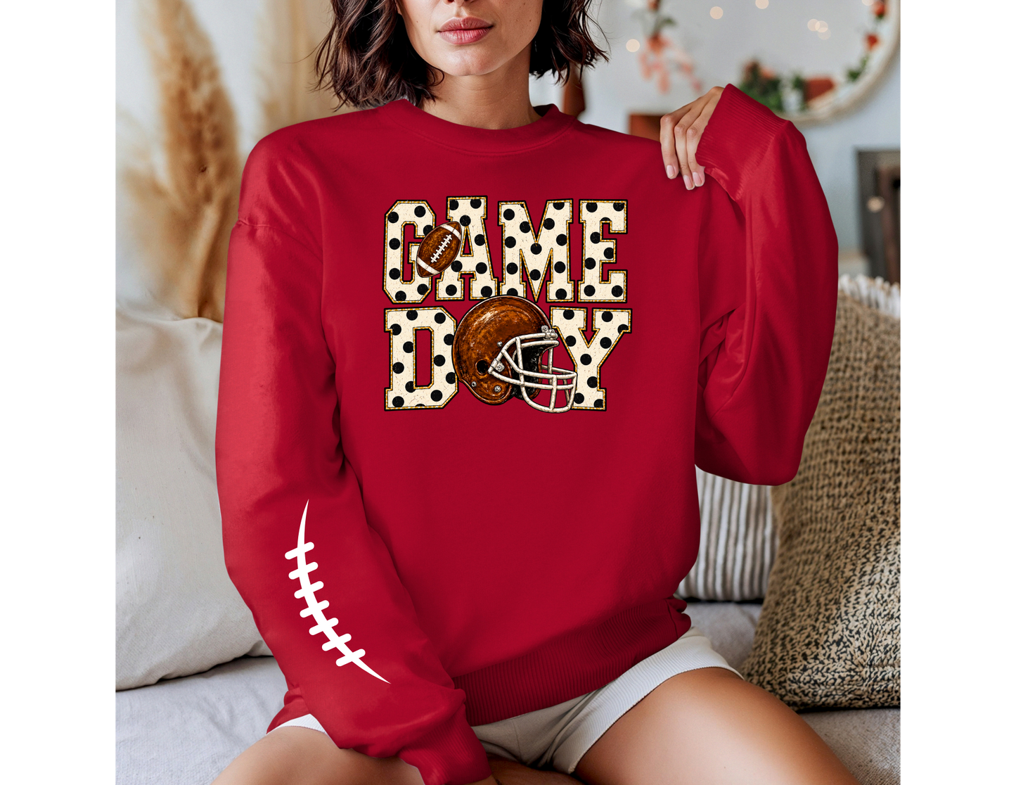 Game Day Polka Dot Football Crewneck