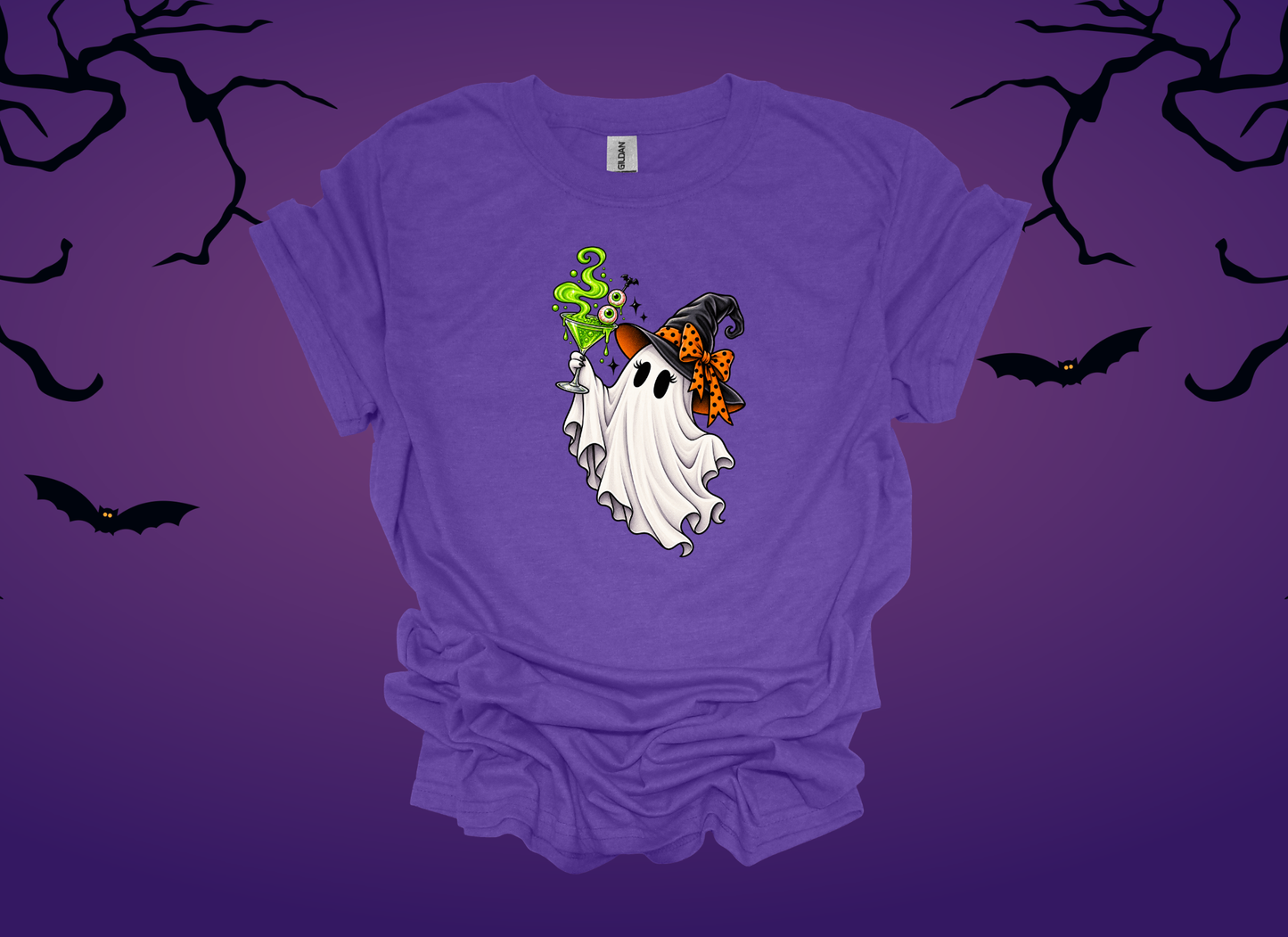 Spooky Martini Ghost Halloween Tee