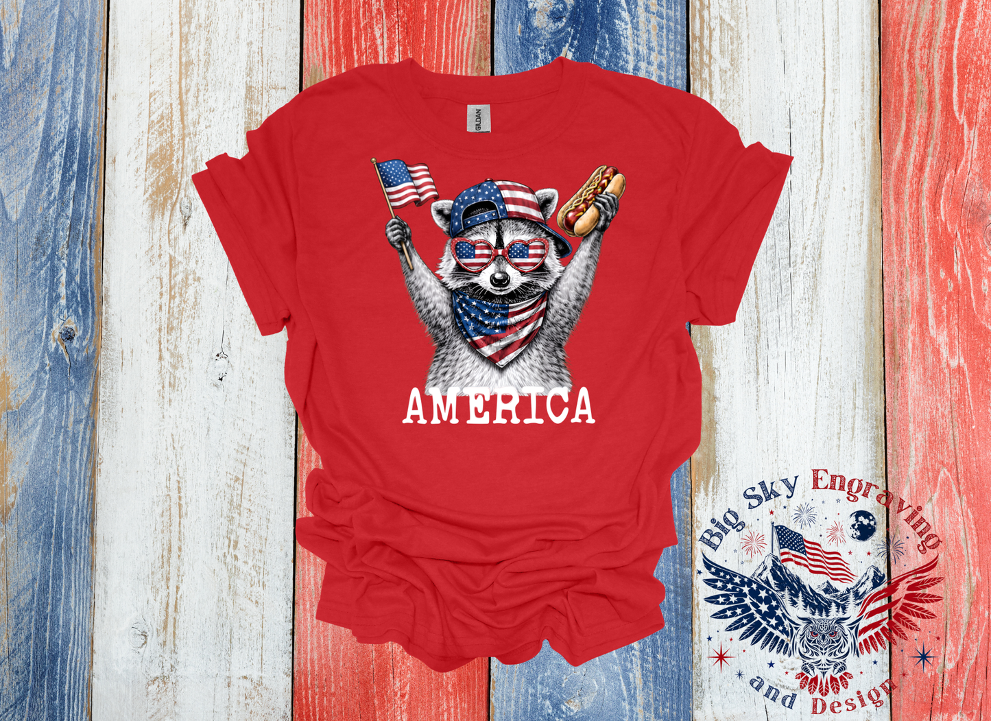 250 Years of Freedom Raccoon Tee – Gildan Softstyle®