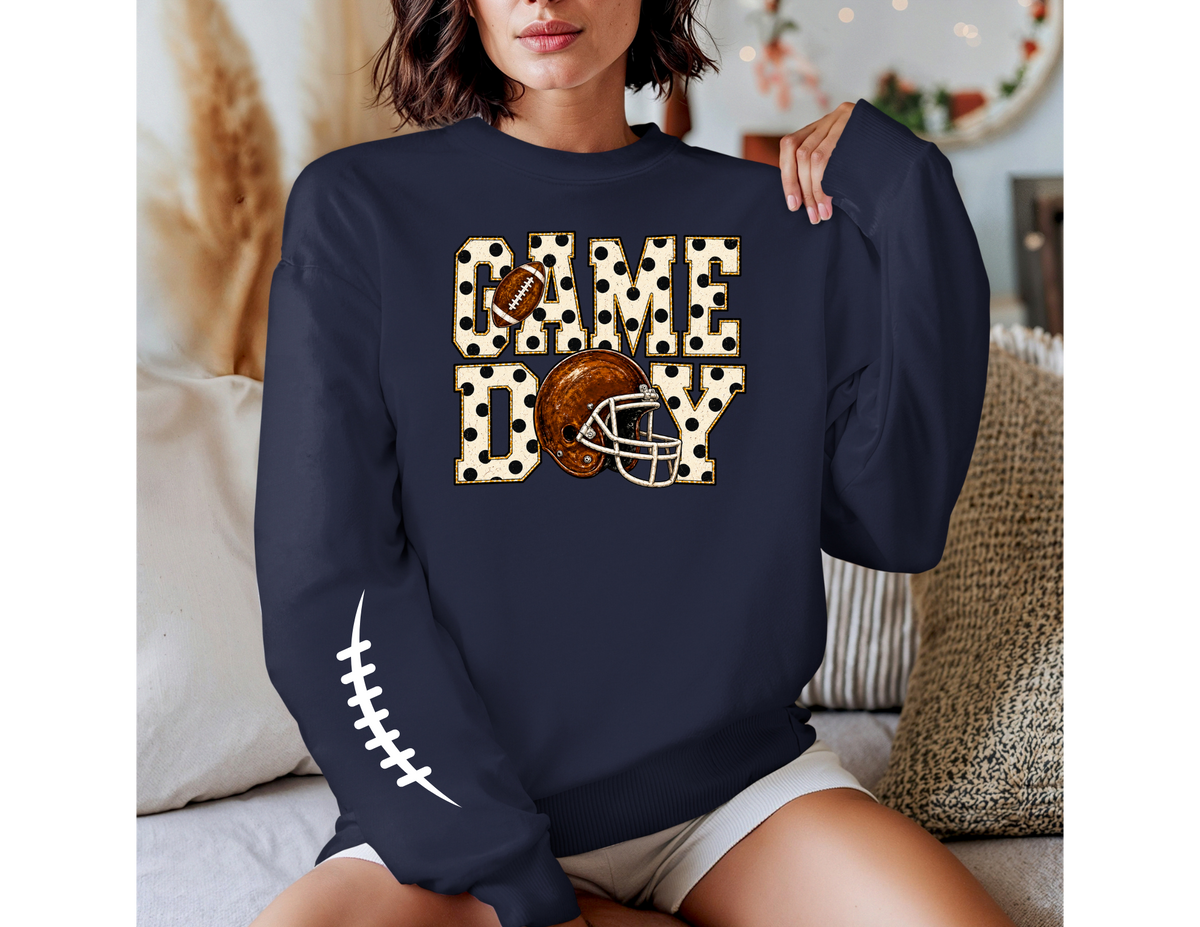 Game Day Polka Dot Football Crewneck