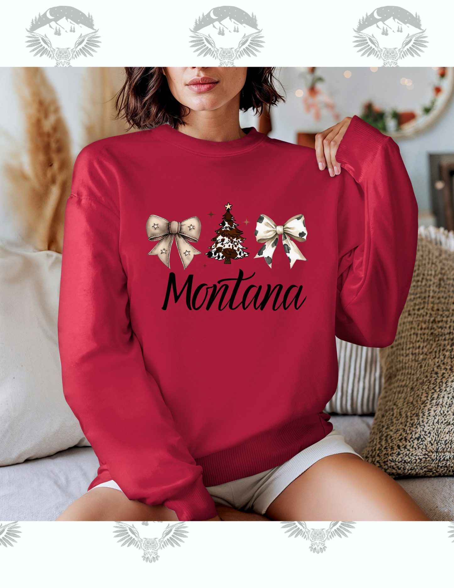 Montana Cowprint Christmas Crewneck