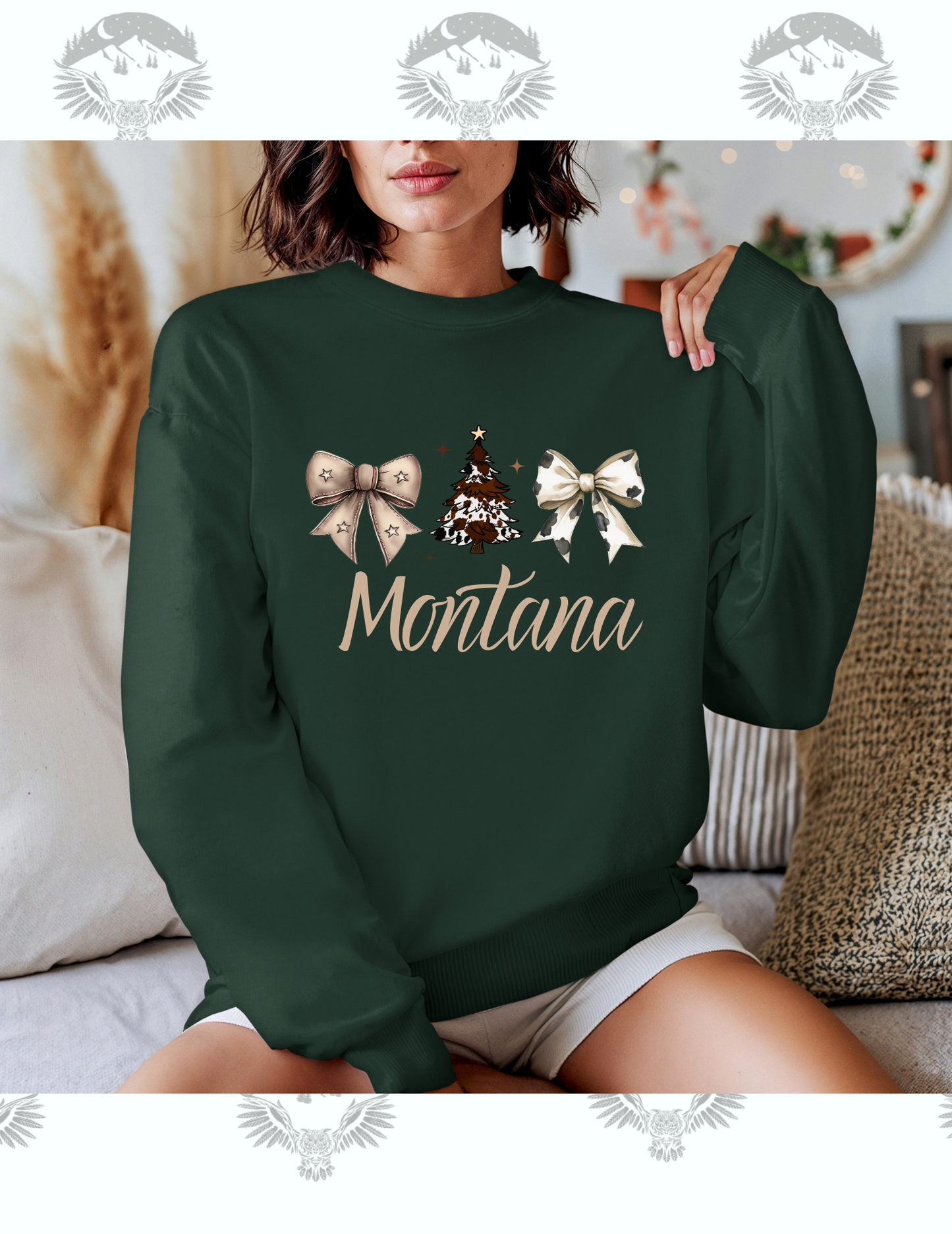 Montana Cowprint Christmas Crewneck