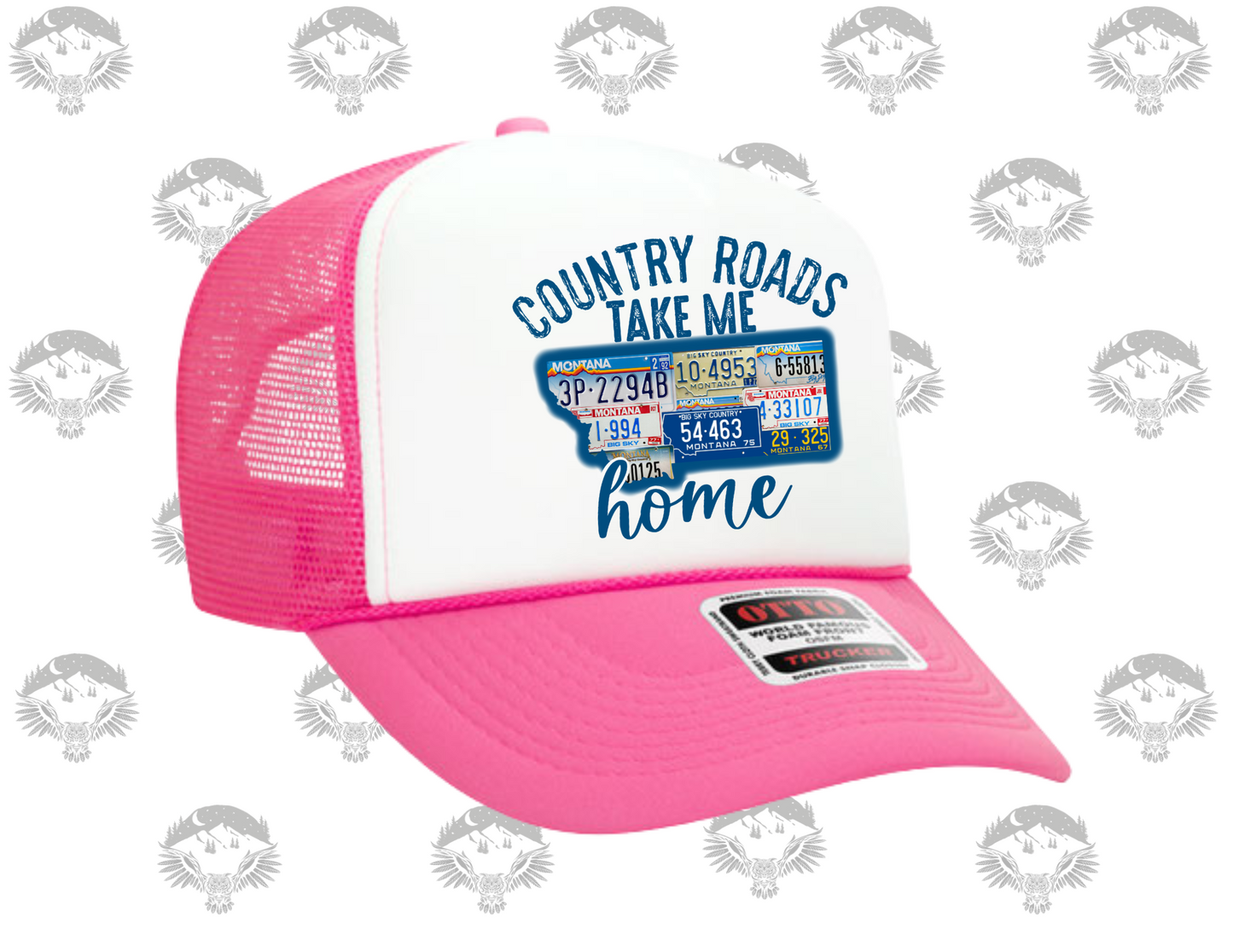 Country Roads Montana License Plate Trucker Hat