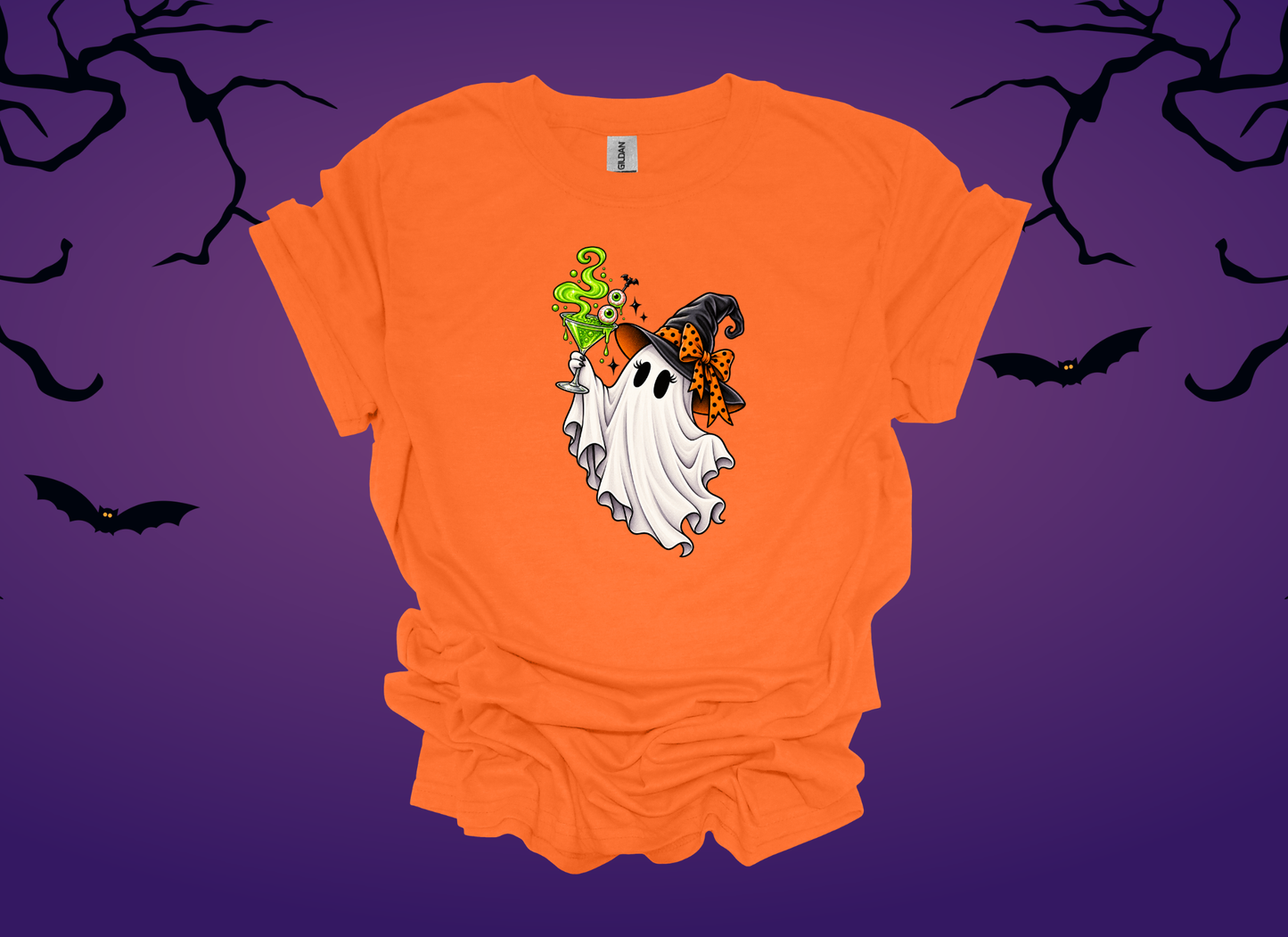 Spooky Martini Ghost Halloween Tee