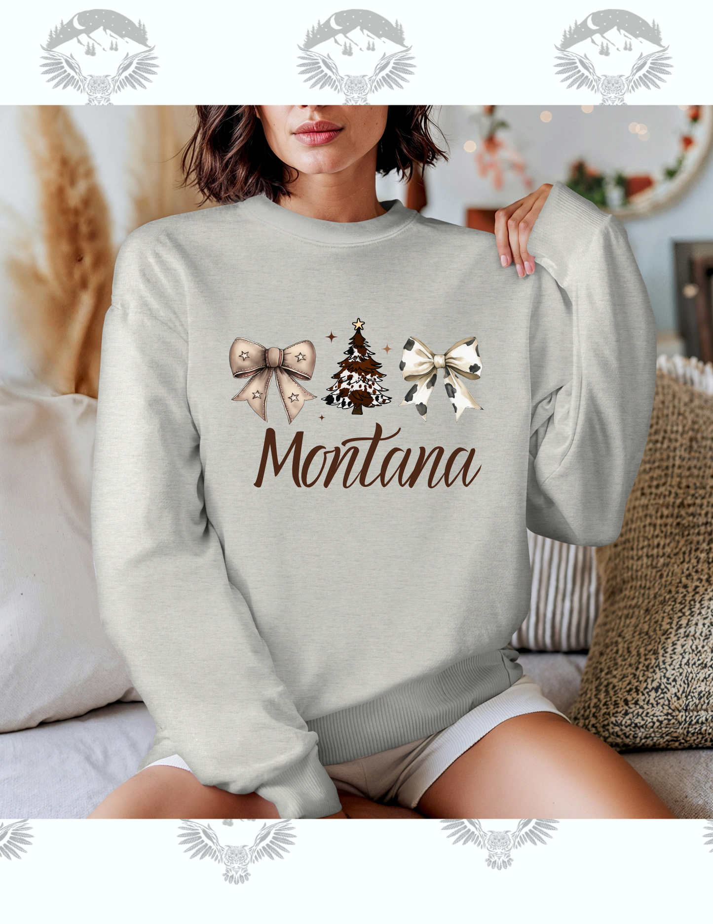Montana Cowprint Christmas Crewneck
