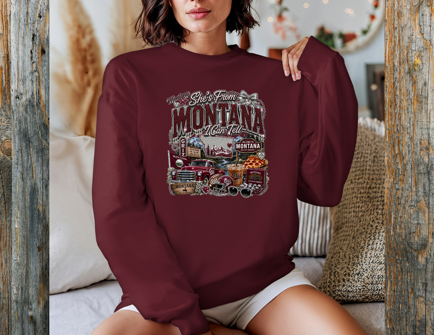 Montana I Can Tell Glitter Graphic Crewneck