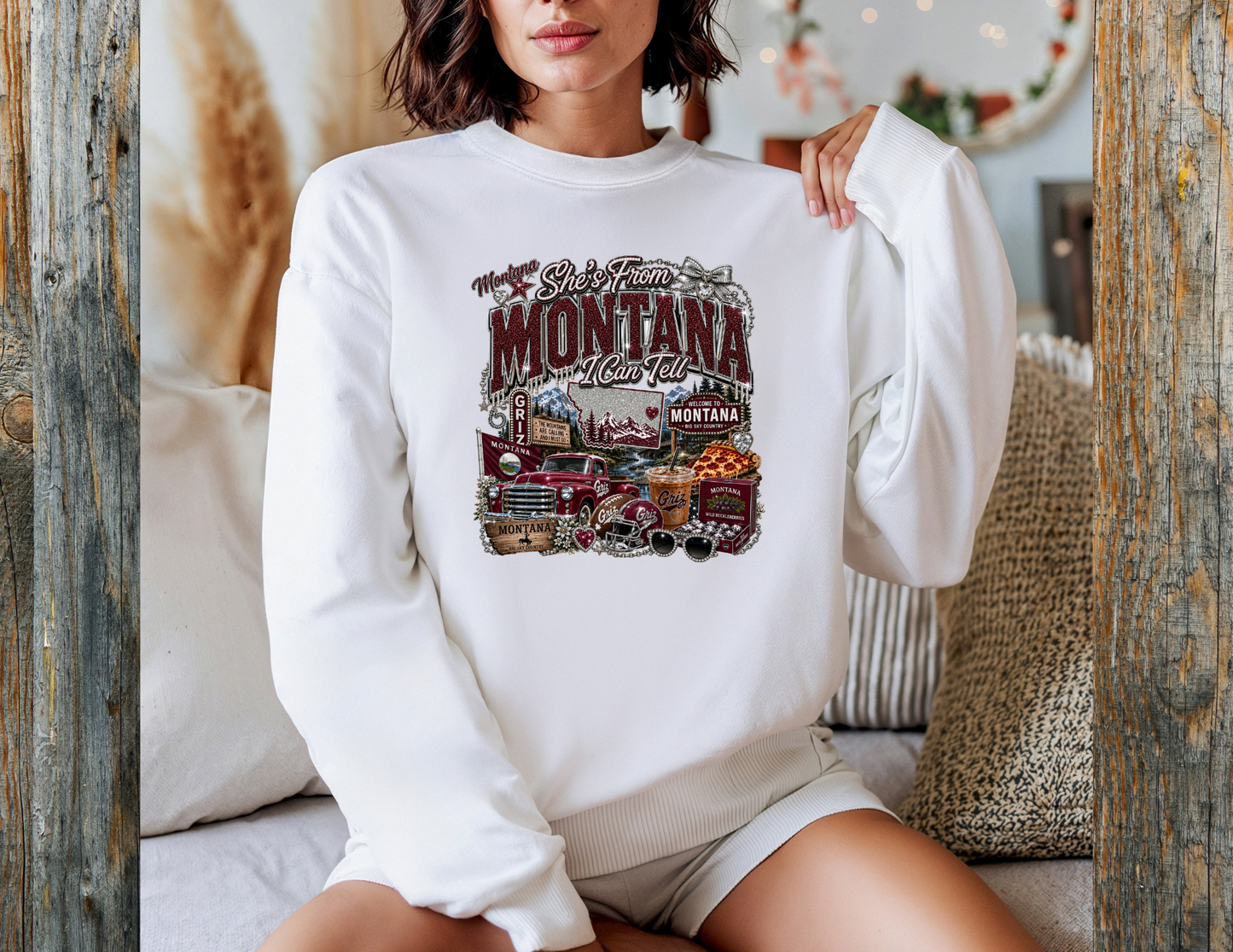 Montana I Can Tell Glitter Graphic Crewneck