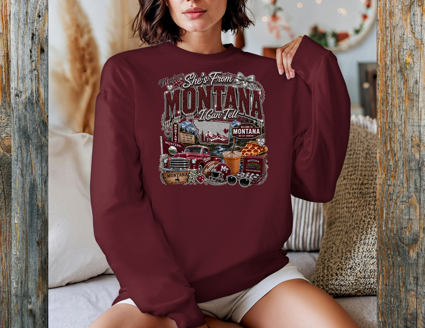 Montana I Can Tell Glitter Graphic Crewneck