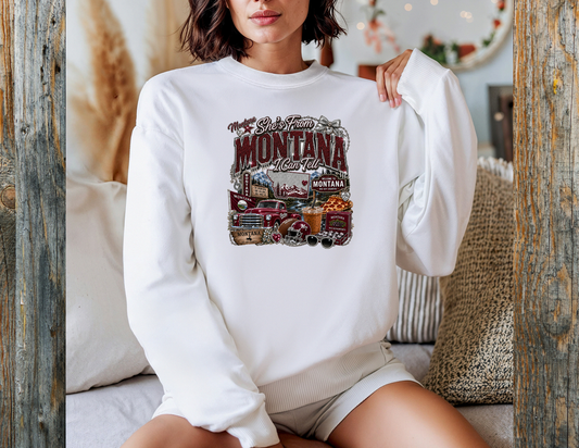 Montana I Can Tell Glitter Graphic Crewneck