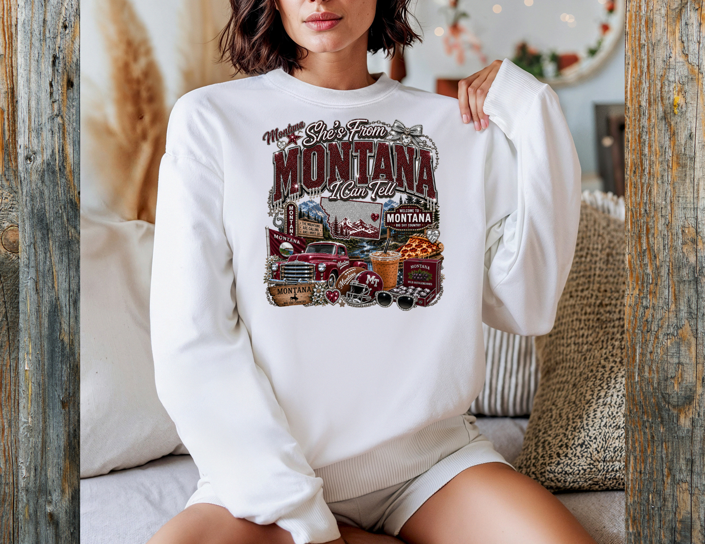 Montana I Can Tell Glitter Graphic Crewneck