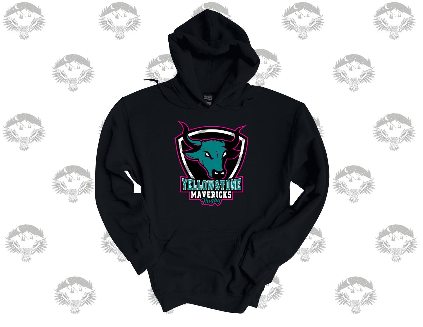 Yellowstone Mavericks Rugby Gildan Hooded Sweatshirt with Customization