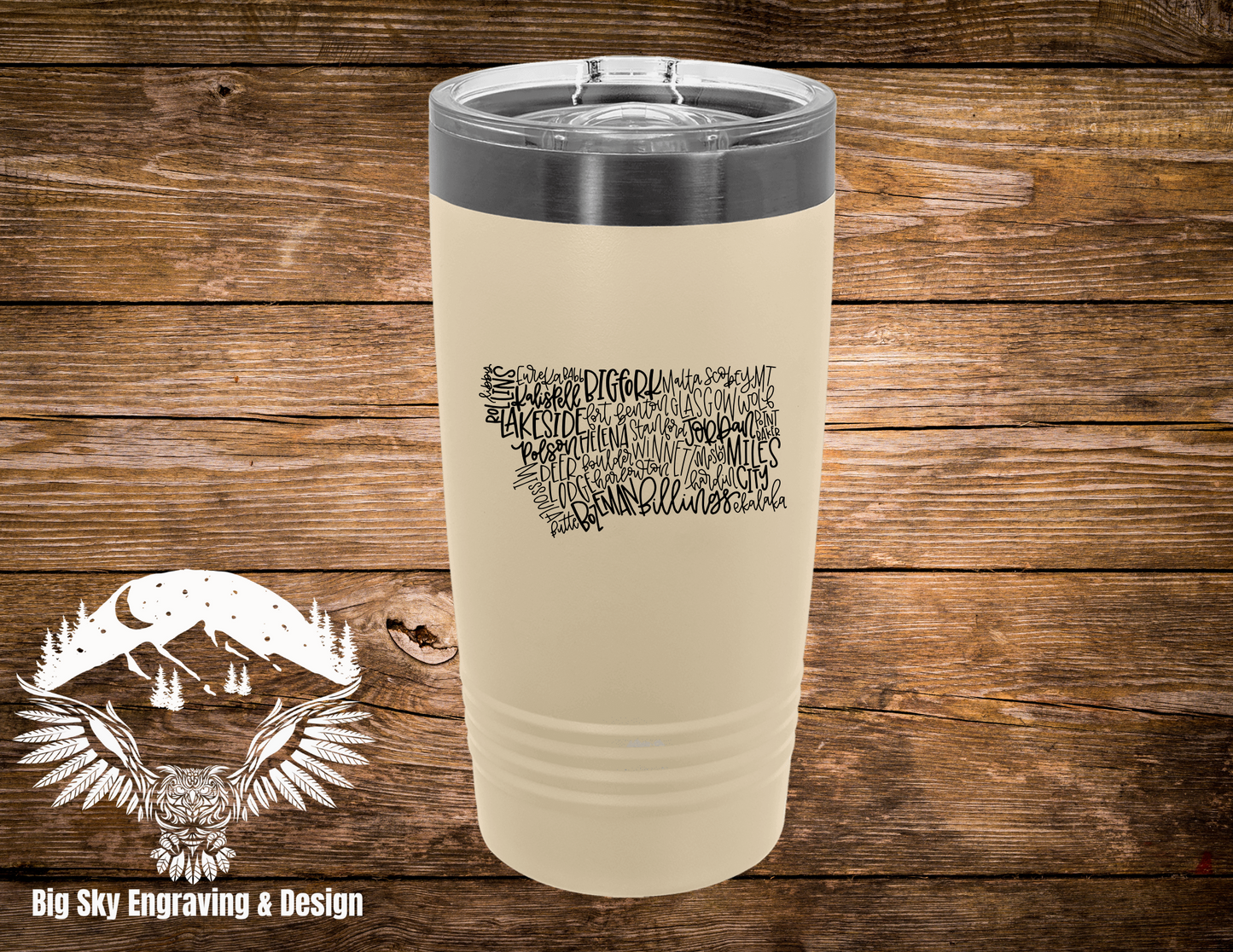 Montana Cities Laser Engraved Tumbler – 20 oz Polar Camel