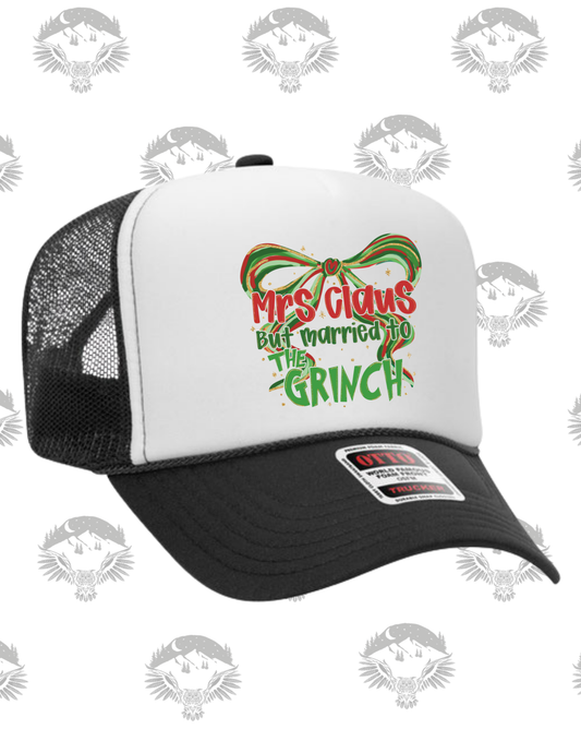 Mrs. Claus but Married to the Grinch Otto Trucker Hat