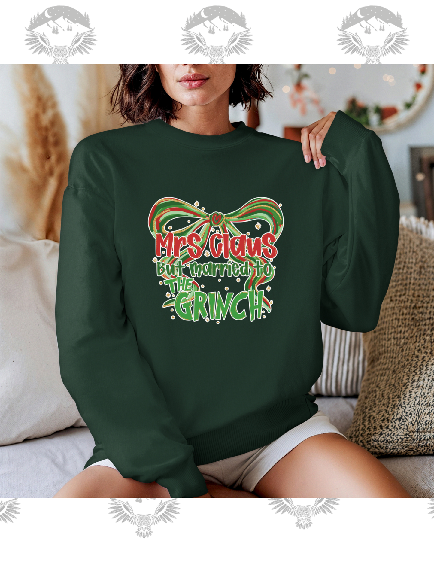 Mrs. Claus but Married to the Grinch Crewneck Sweatshirt