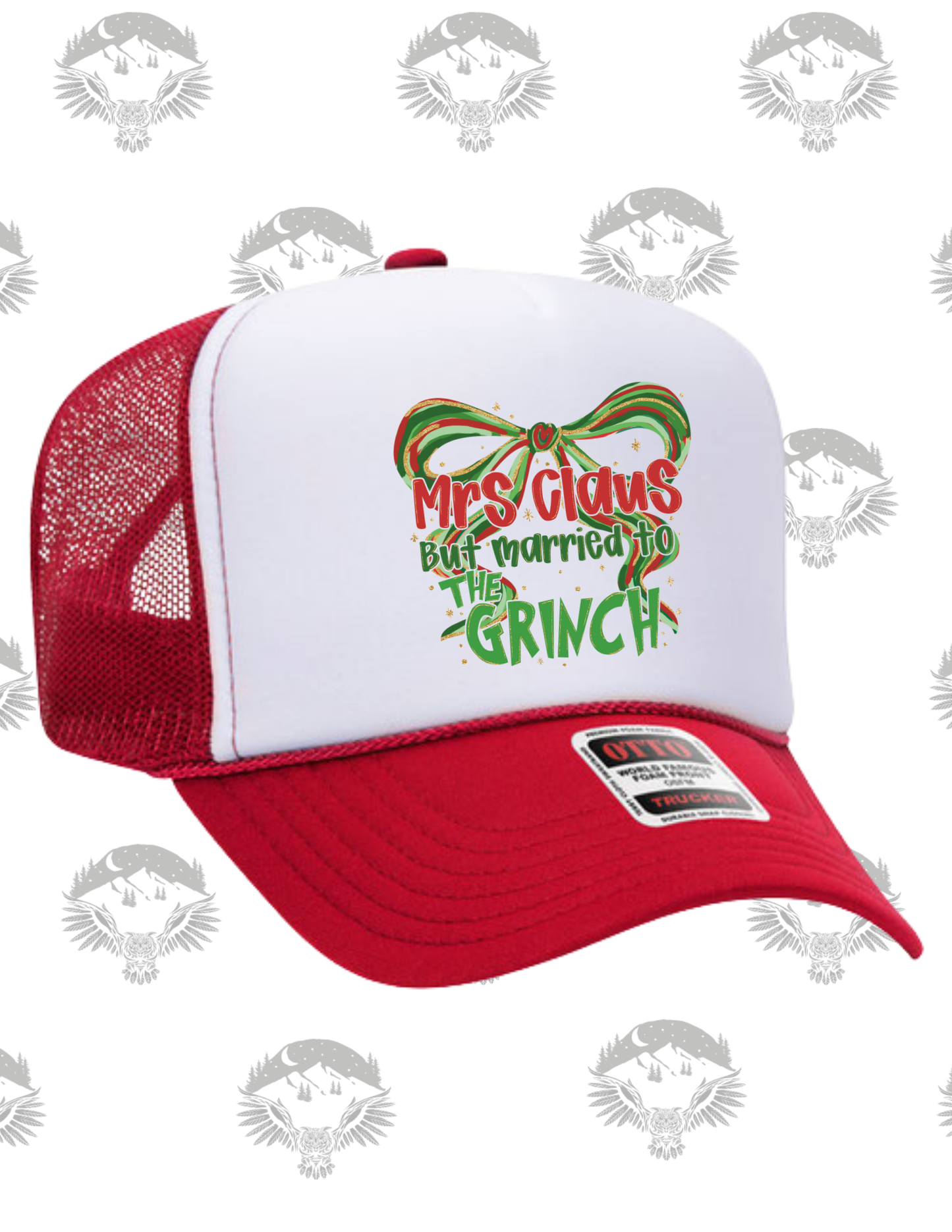 Mrs. Claus but Married to the Grinch Otto Trucker Hat