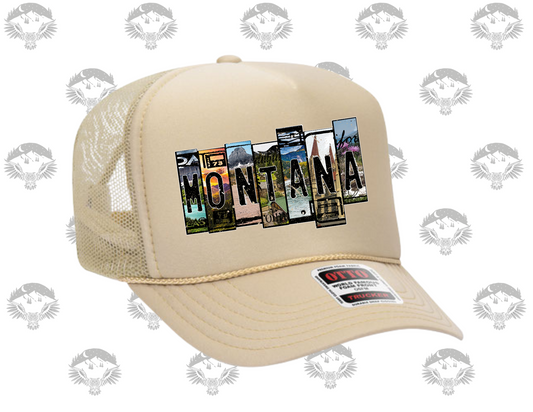 Montana Grunge Scenic Lettering Trucker Cap