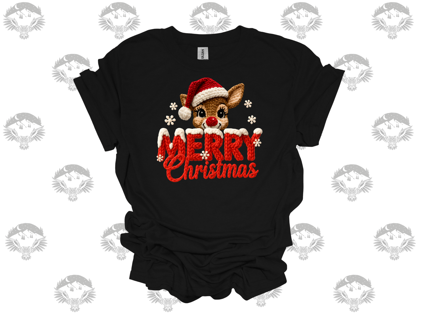 Knitted Rudolph Merry Christmas Tee