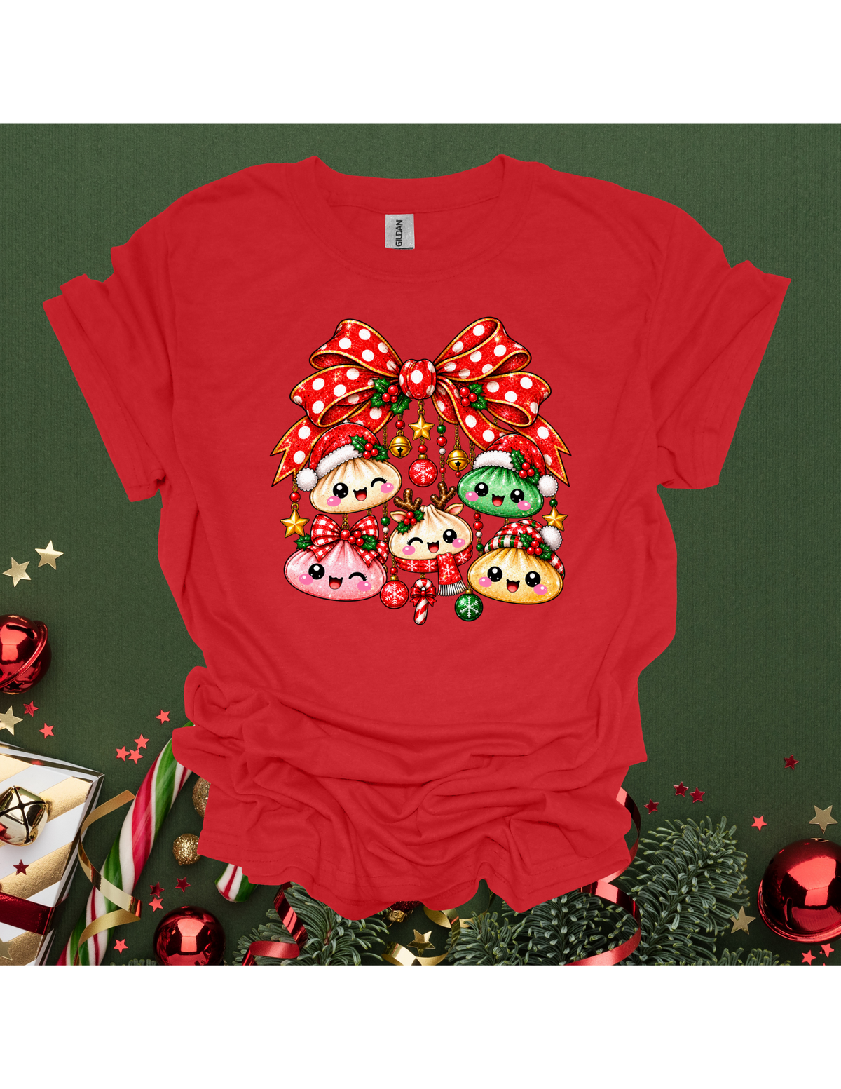 Christmas Dumplings & Bow Gildan Softstyle T-Shirt