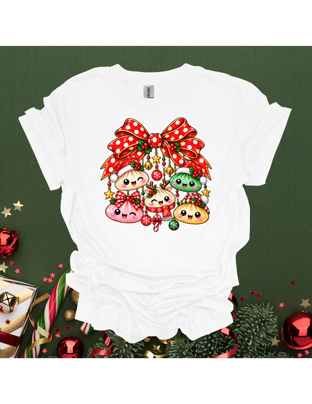 Christmas Dumplings & Bow Gildan Softstyle T-Shirt