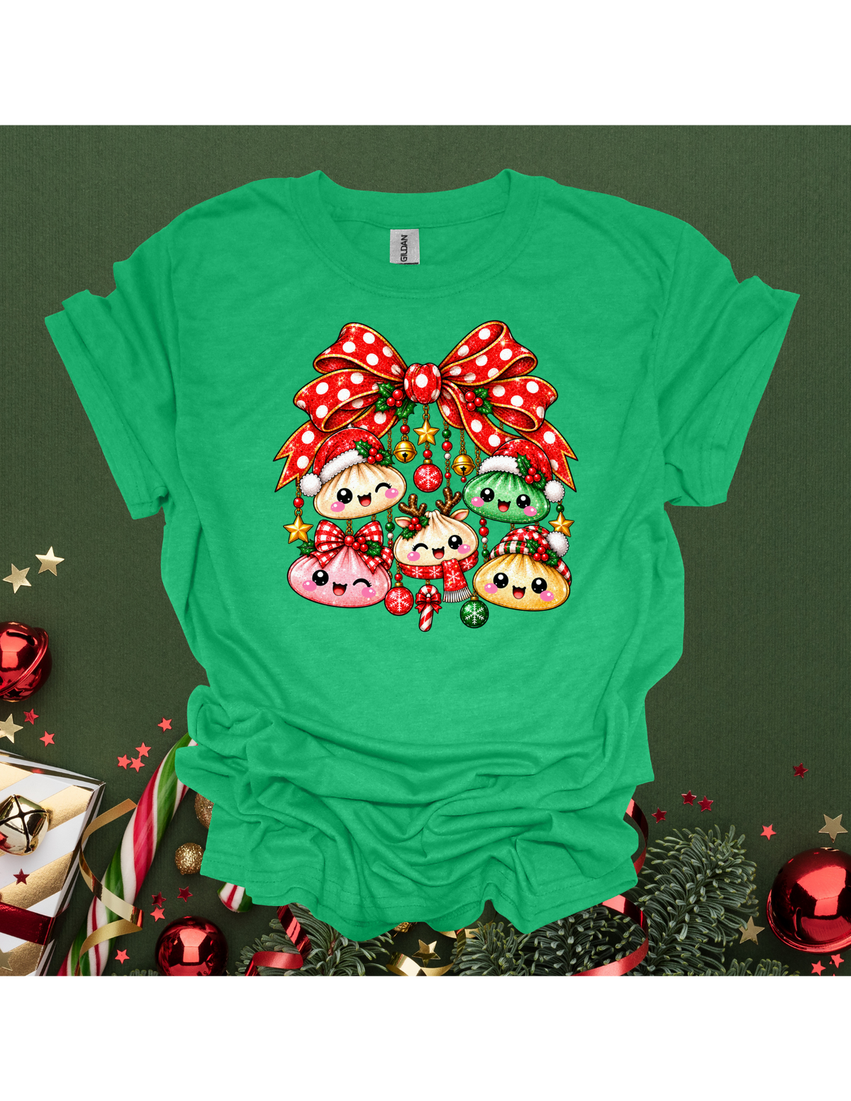 Christmas Dumplings & Bow Gildan Softstyle T-Shirt