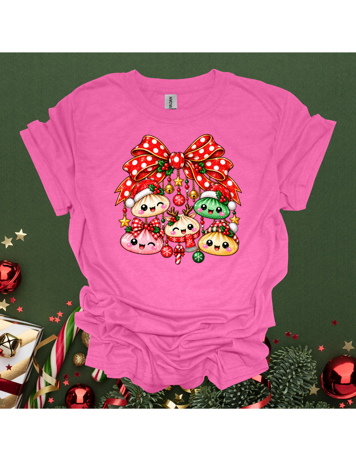 Christmas Dumplings & Bow Gildan Softstyle T-Shirt