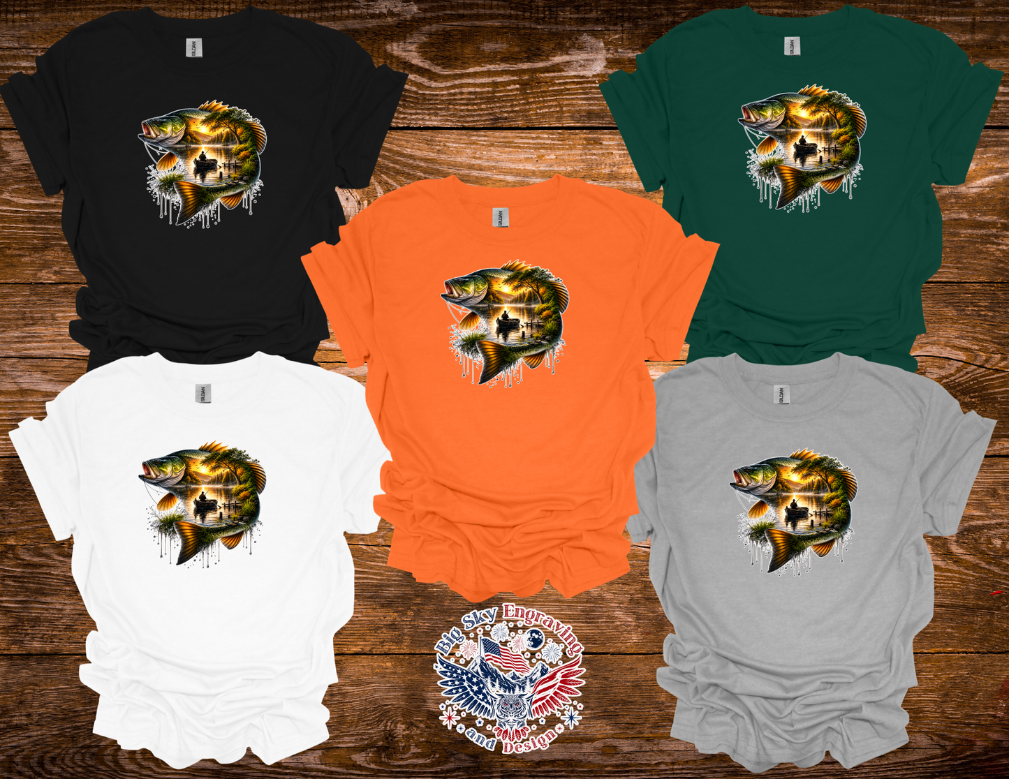 Bass Fishing Graphic Tee | Gildan Softstyle T-Shirt