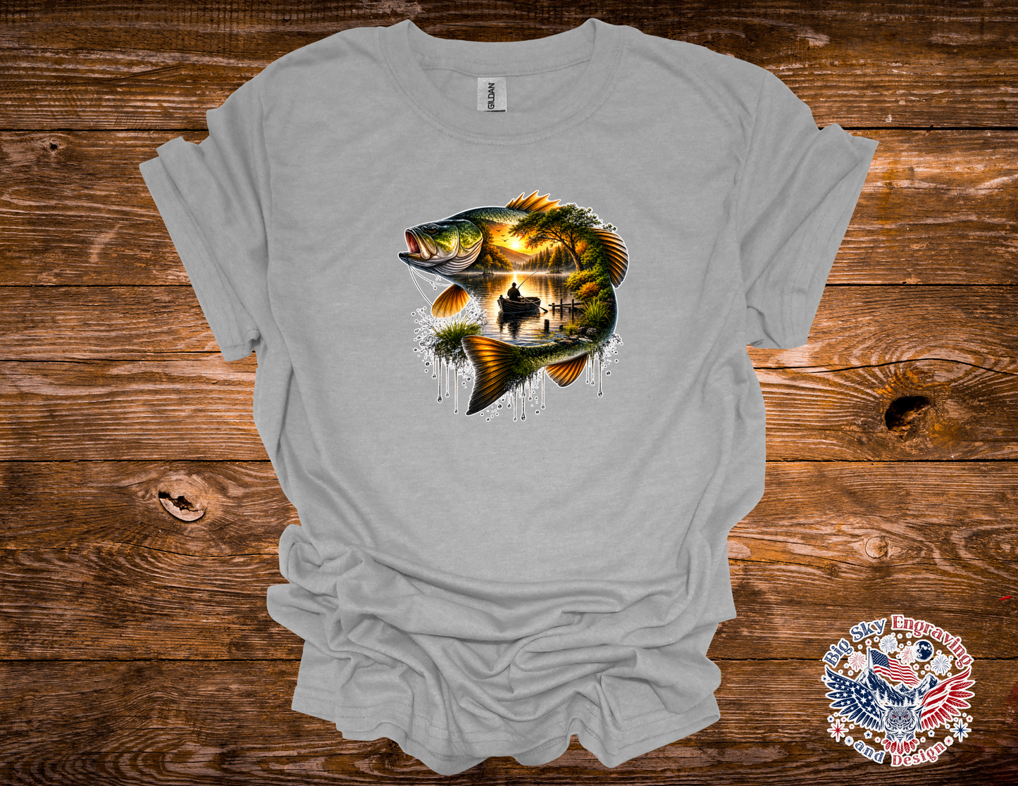 Bass Fishing Graphic Tee | Gildan Softstyle T-Shirt