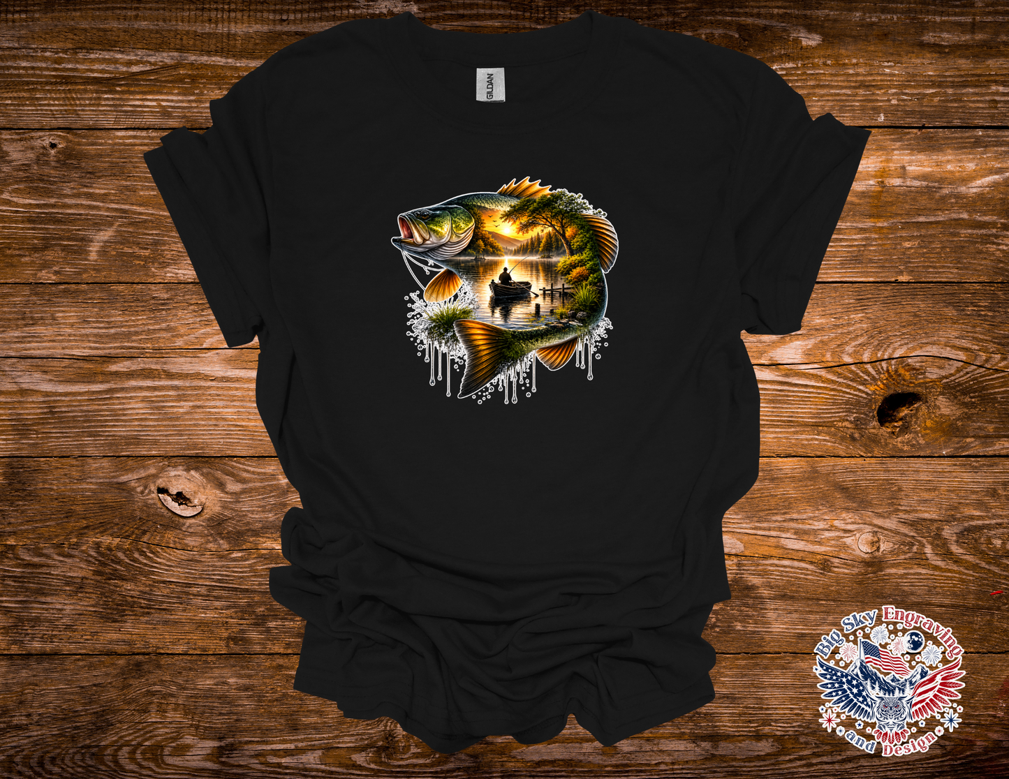 Bass Fishing Graphic Tee | Gildan Softstyle T-Shirt