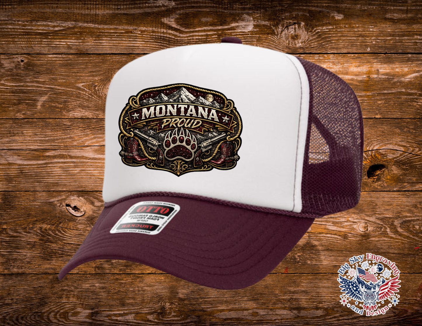 Montana Proud Maroon/Silver OTTO Foam Trucker Hat – Western Edition