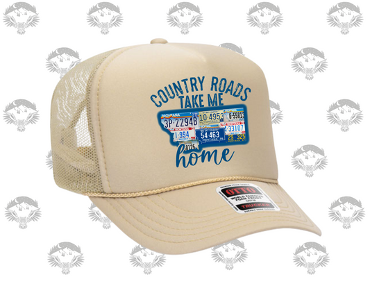 Country Roads Montana License Plate Trucker Hat