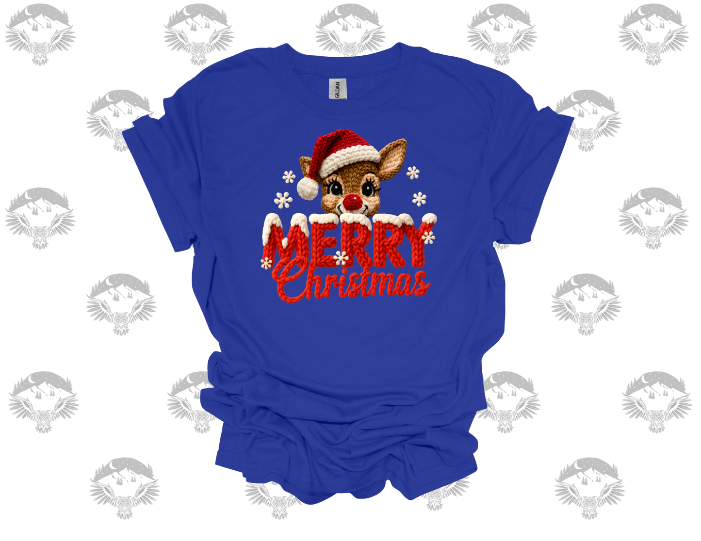 Knitted Rudolph Merry Christmas Tee