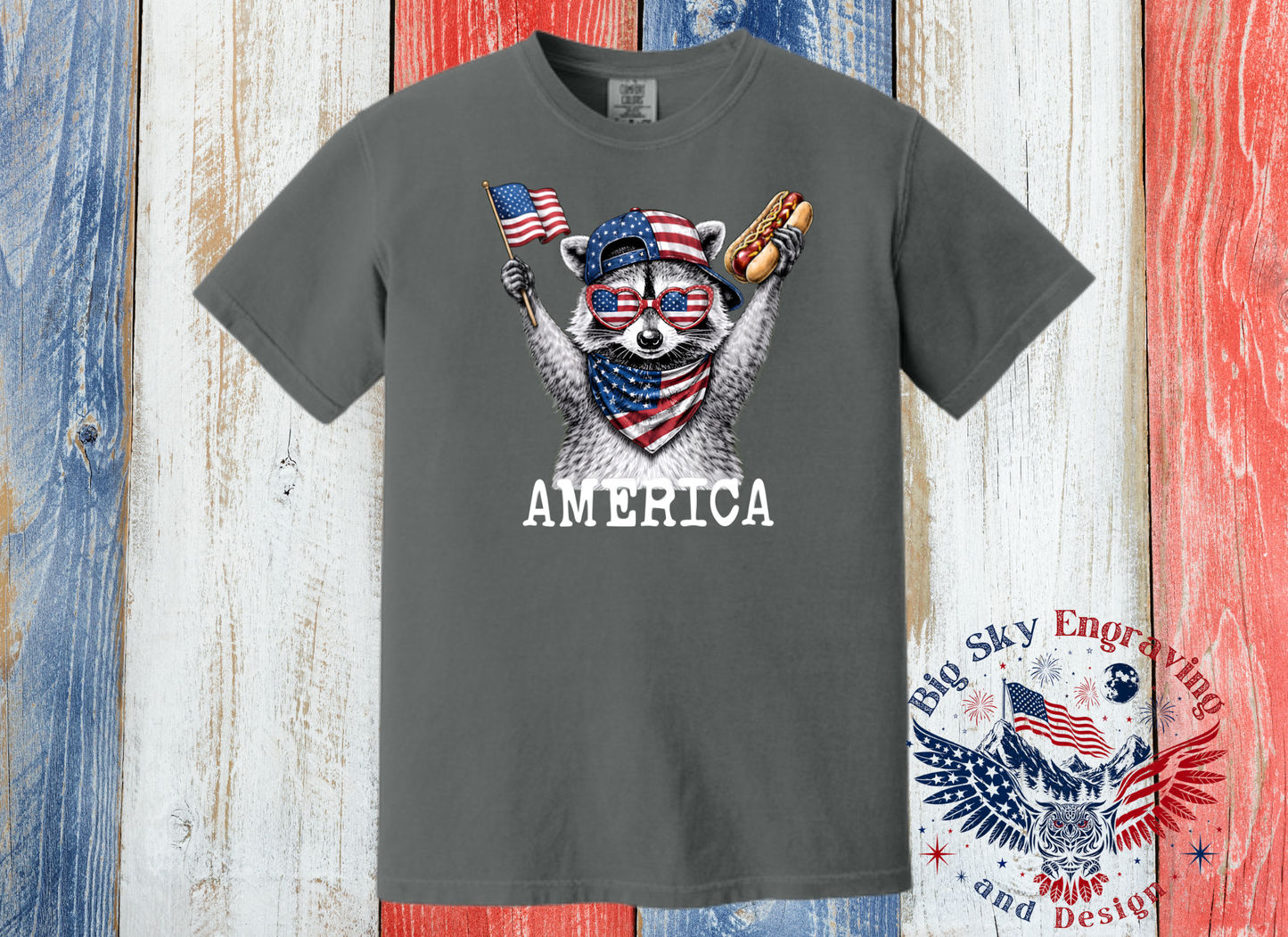 250 Years of Freedom Raccoon Tee – Comfort Colors Pepper