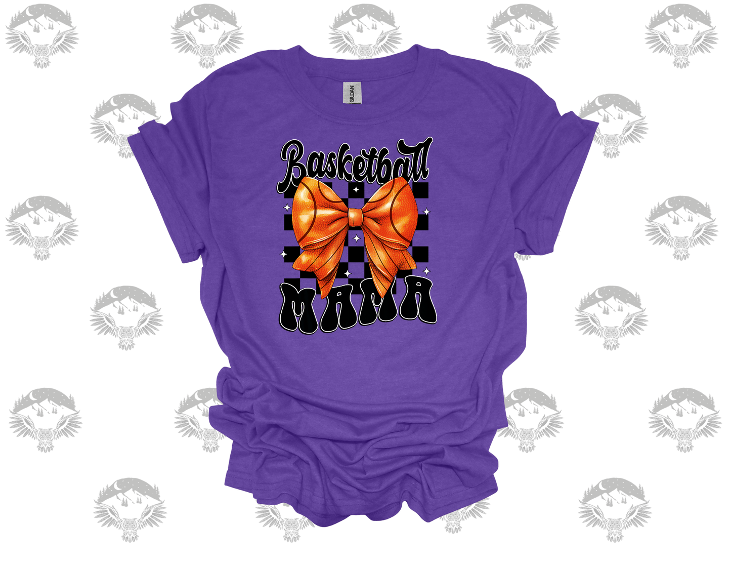 Basketball Mama Checkered Bow Tee