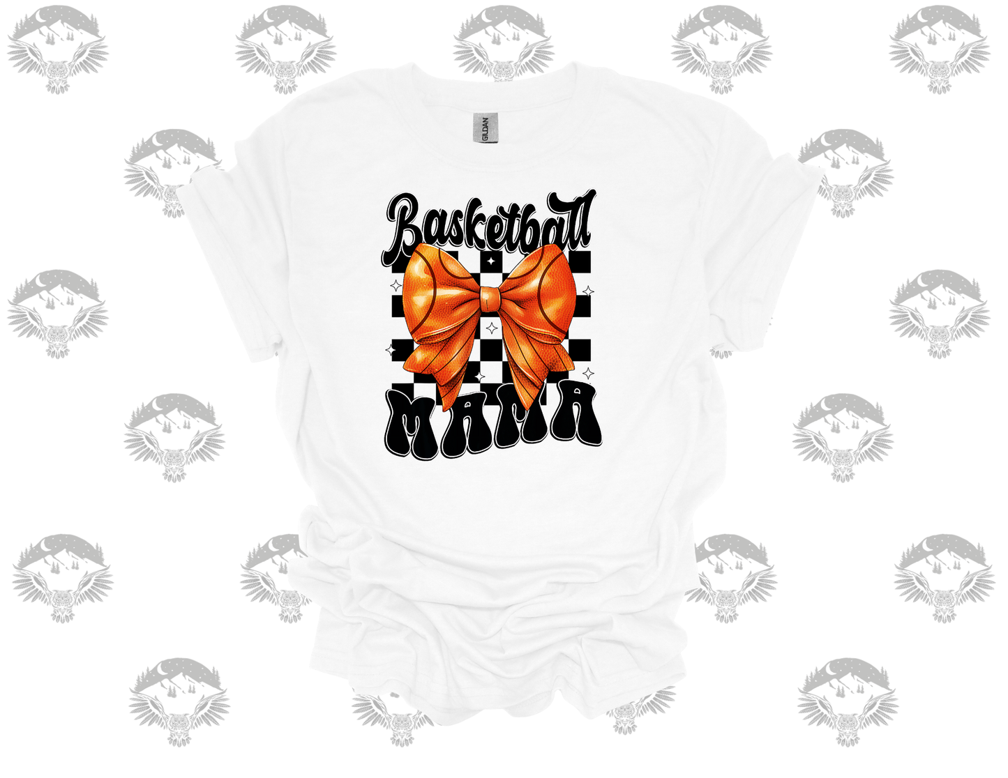 Basketball Mama Checkered Bow Tee