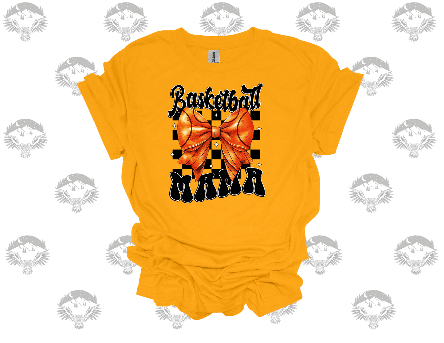 Basketball Mama Checkered Bow Tee