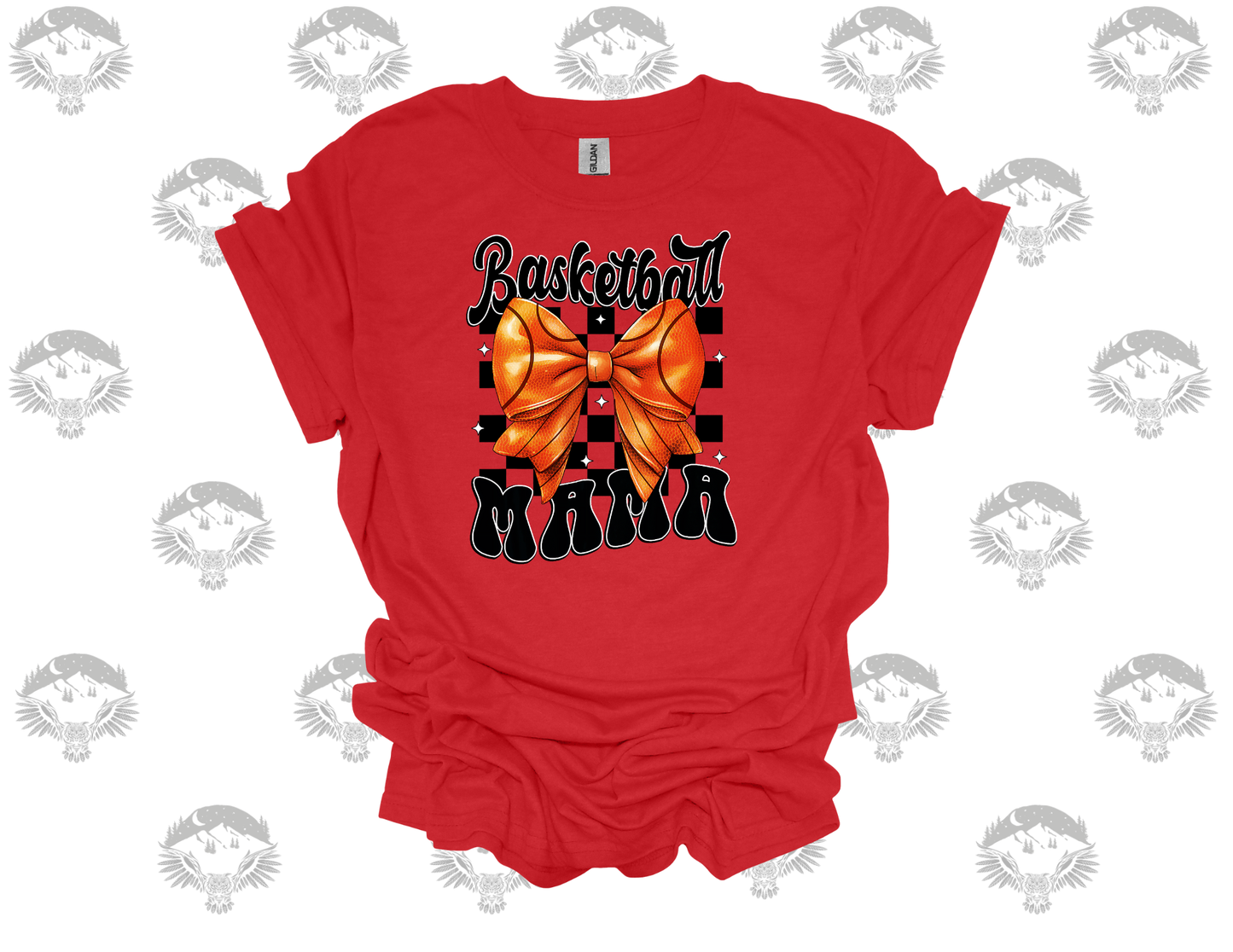 Basketball Mama Checkered Bow Tee