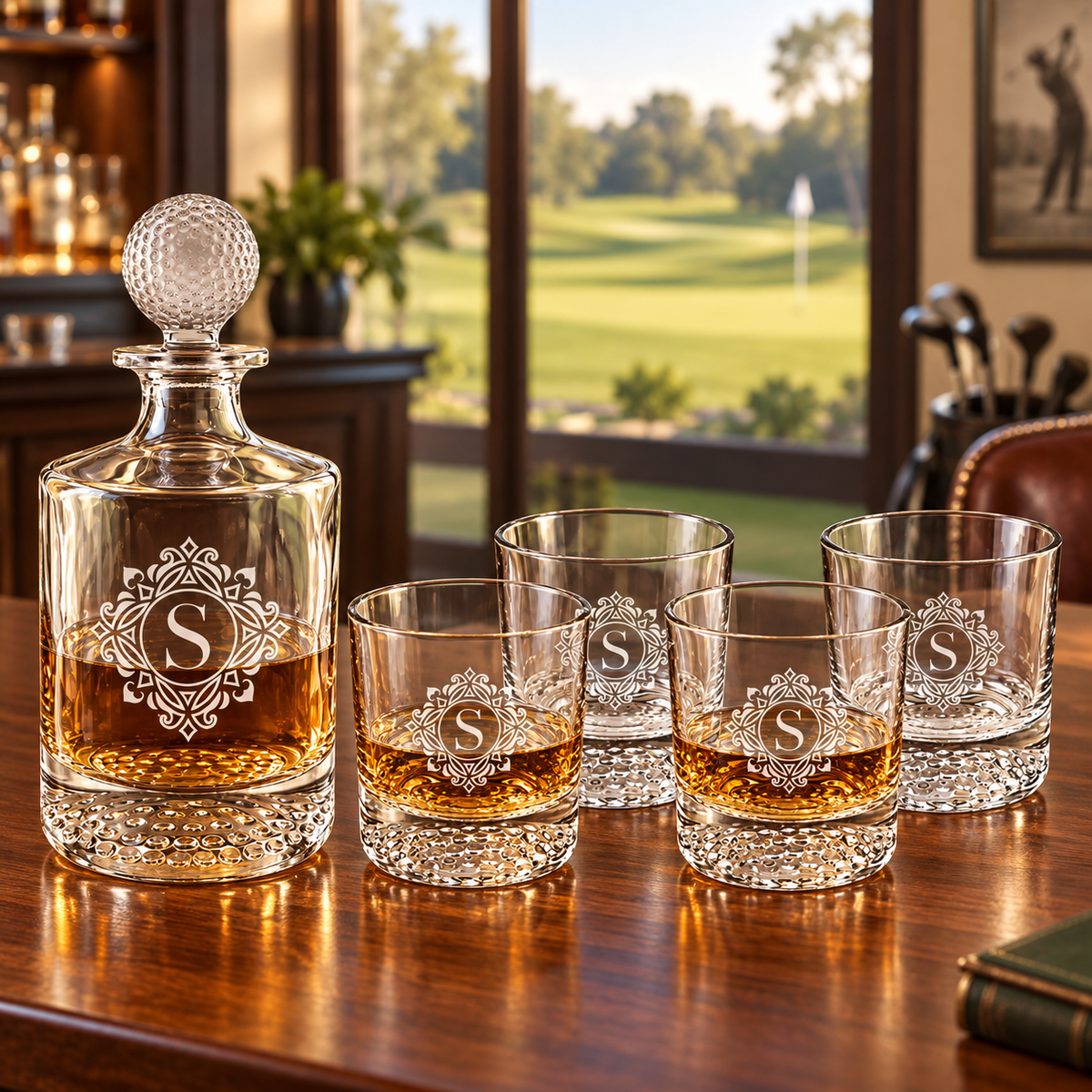 Personalized Golf Ball Decanter & Whiskey Glass Gift Set