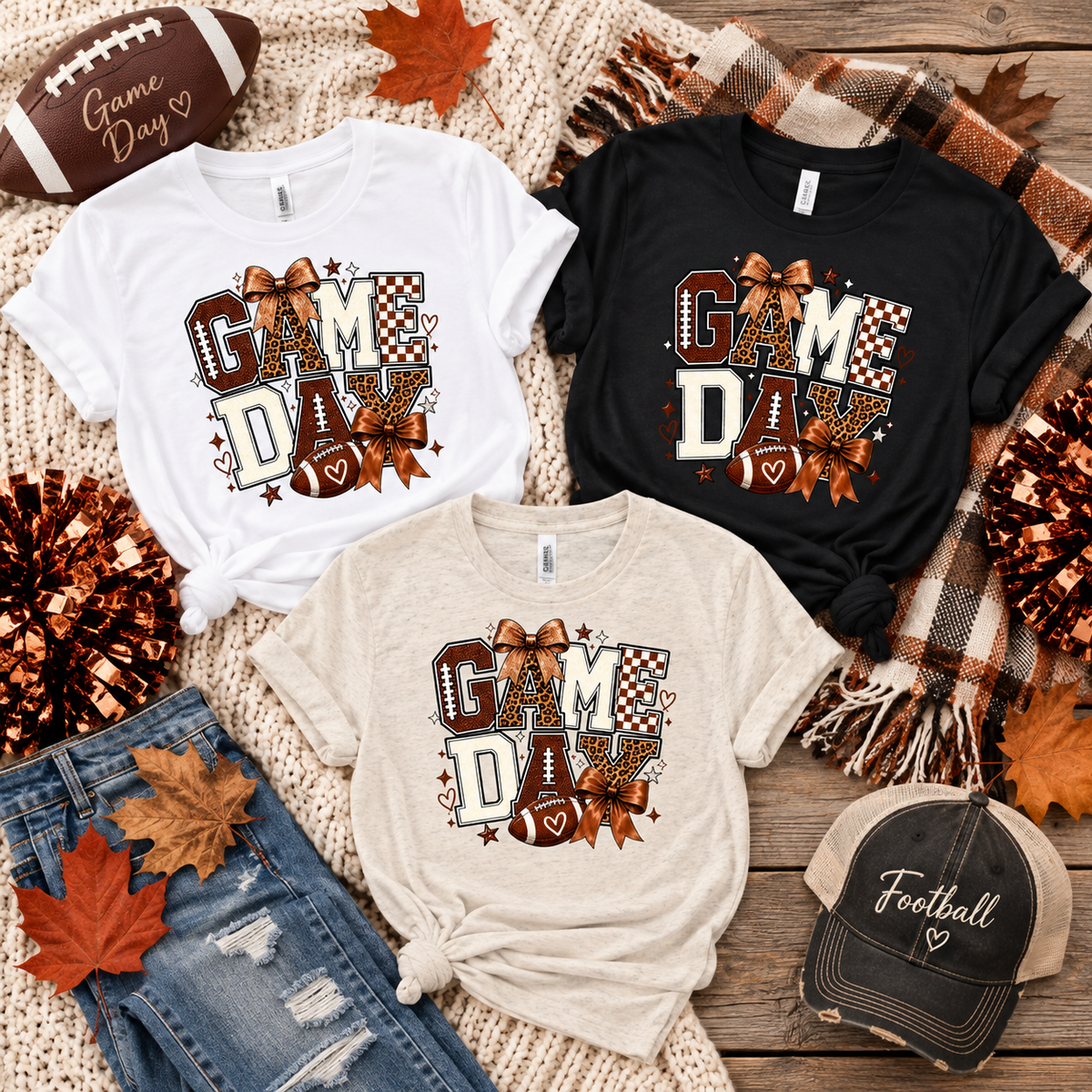 Game Day Football Shirt with Bows