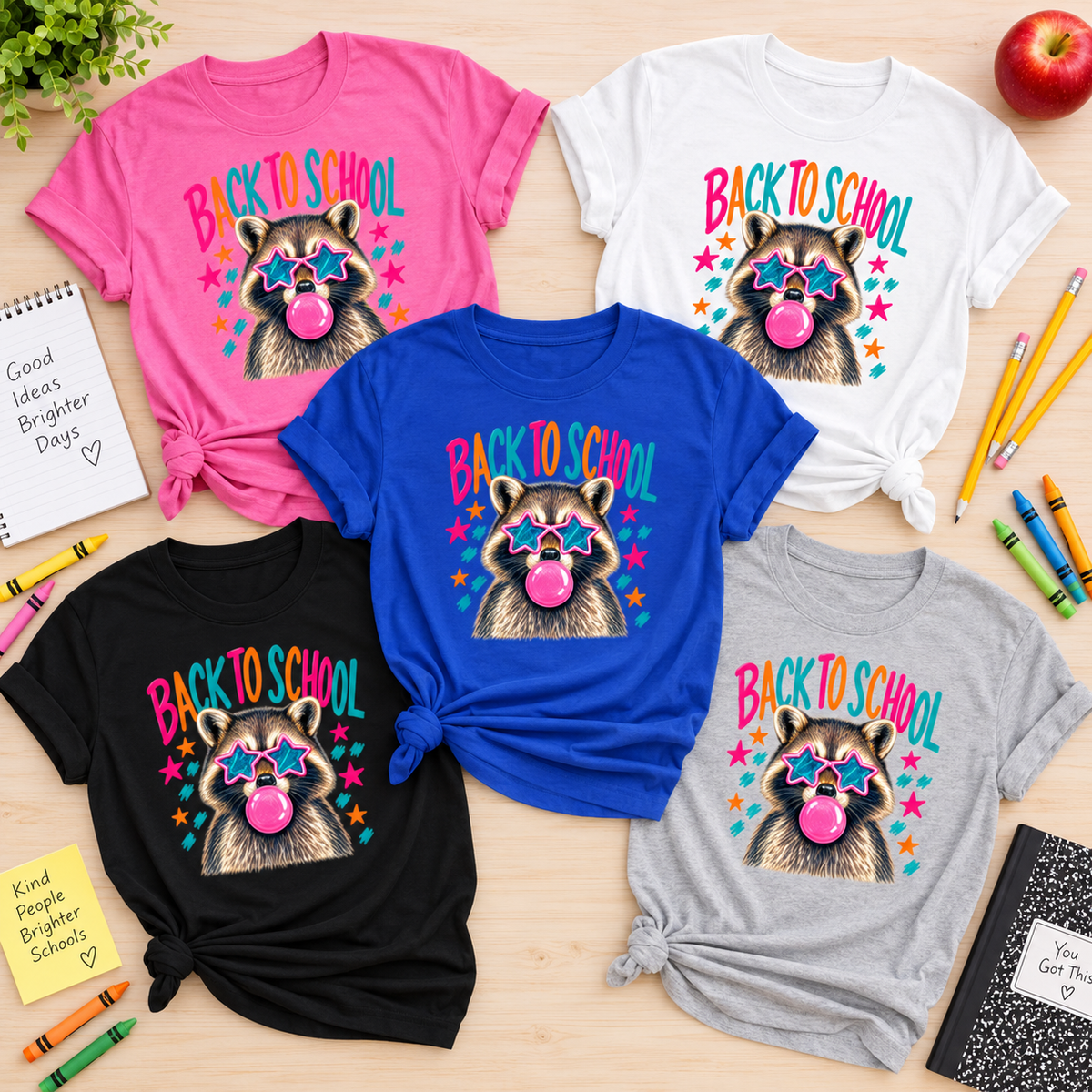 Back to School Raccoon Graphic Tee