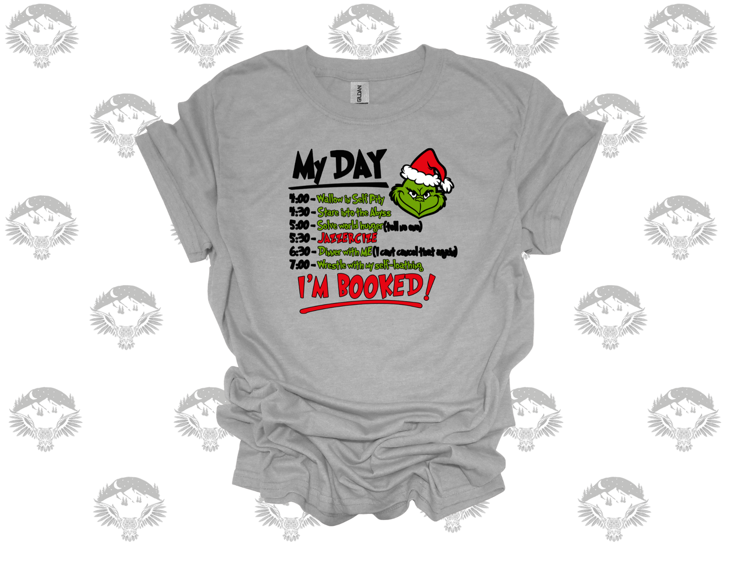 Grinch “Scheduling His Day” Gildan Softstyle T-Shirt &amp; Crewneck