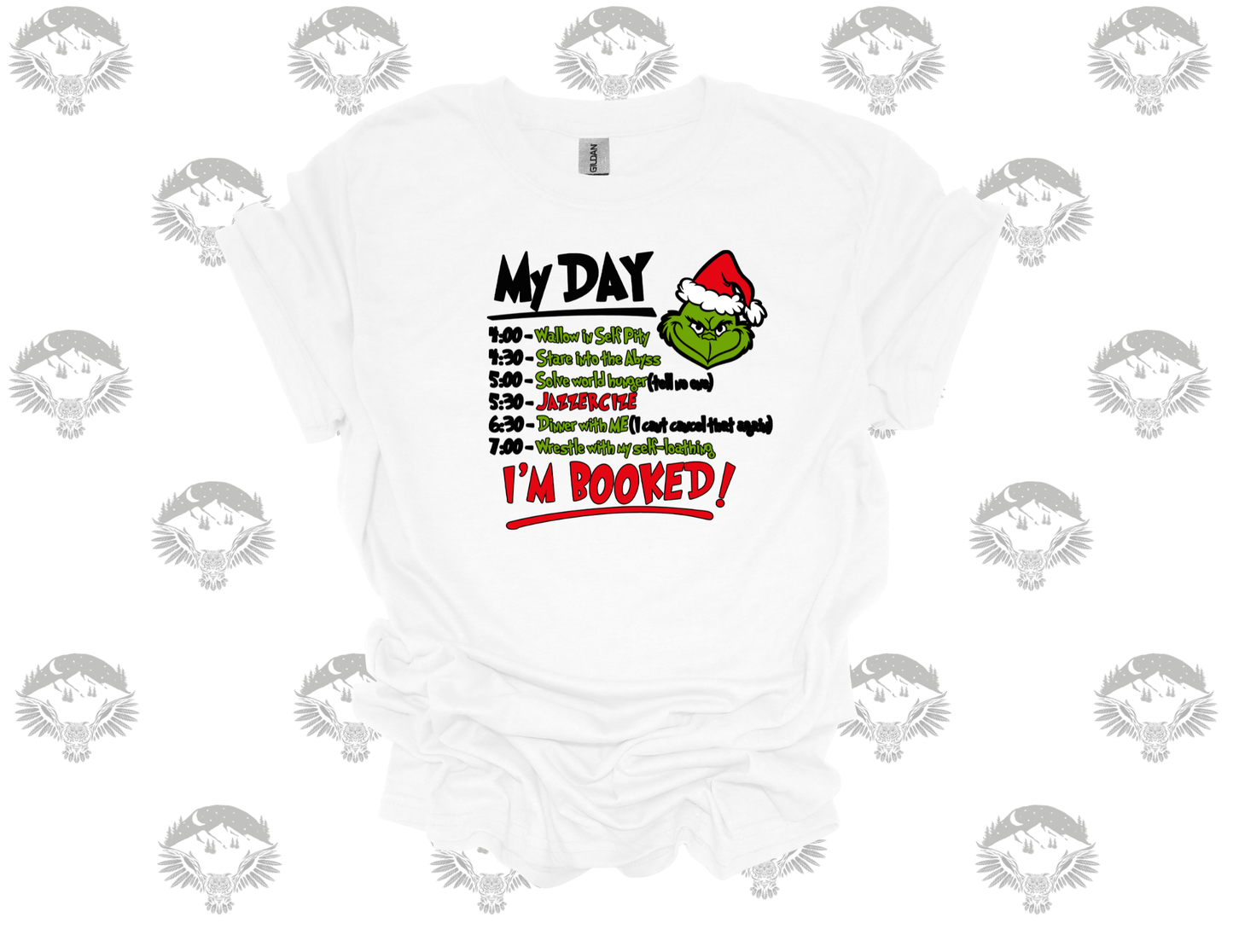 Grinch “Scheduling His Day” Gildan Softstyle T-Shirt &amp; Crewneck