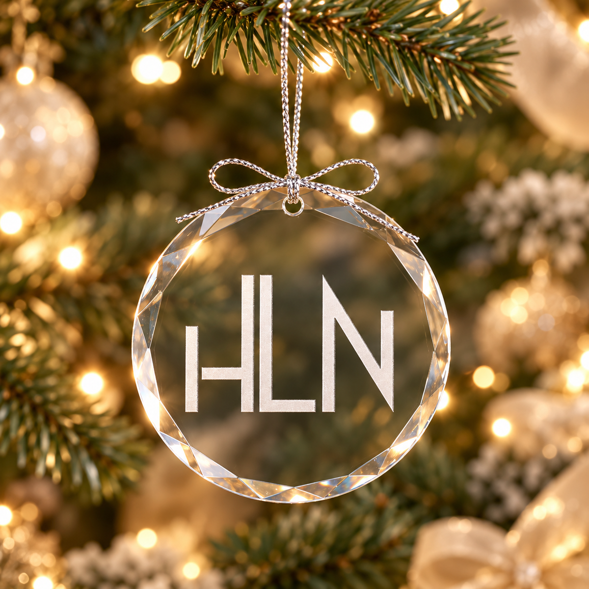 Personalized Engraved Glass Christmas Ornament – 3¼" Round
