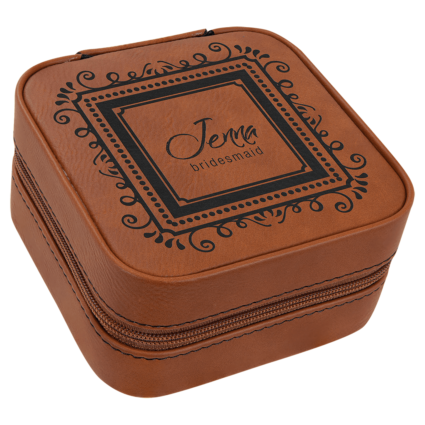 Leatherette Travel Jewelry Box with Tan Lining (4x4)