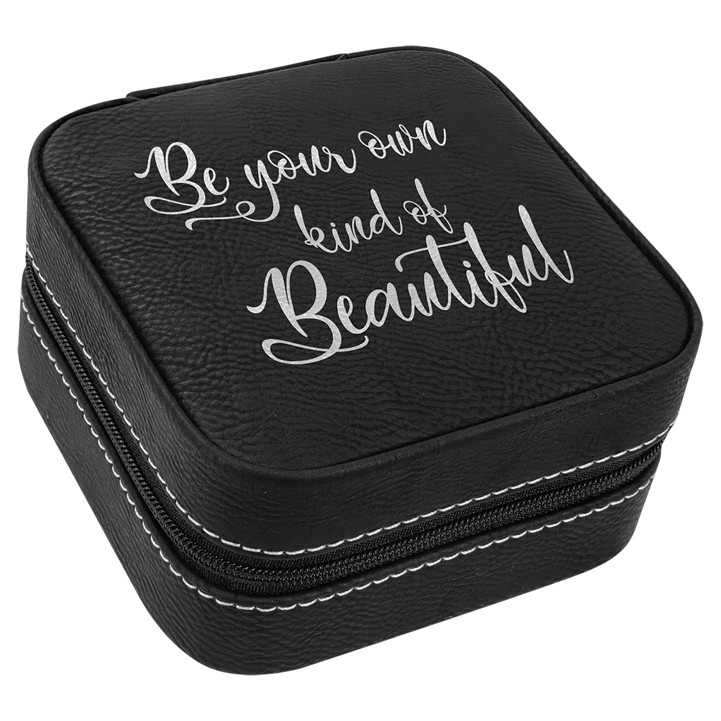 Leatherette Travel Jewelry Box with Tan Lining (4x4)