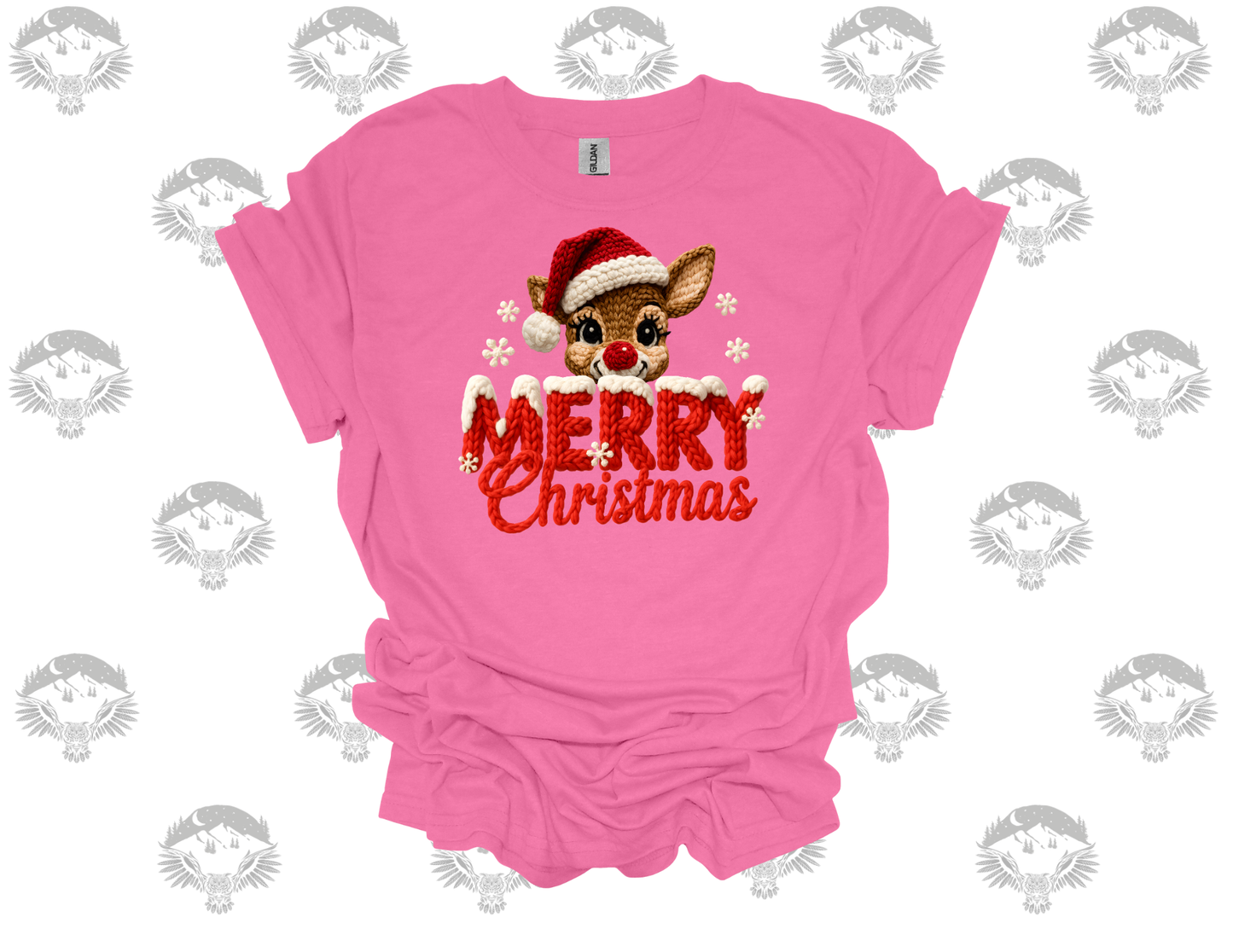 Knitted Rudolph Merry Christmas Tee