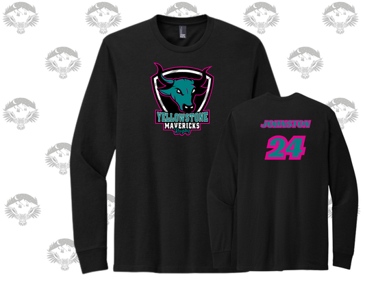 Yellowstone Mavericks Rugby District® Perfect Blend® CVC Long Sleeve Tee with Name and Number on Back