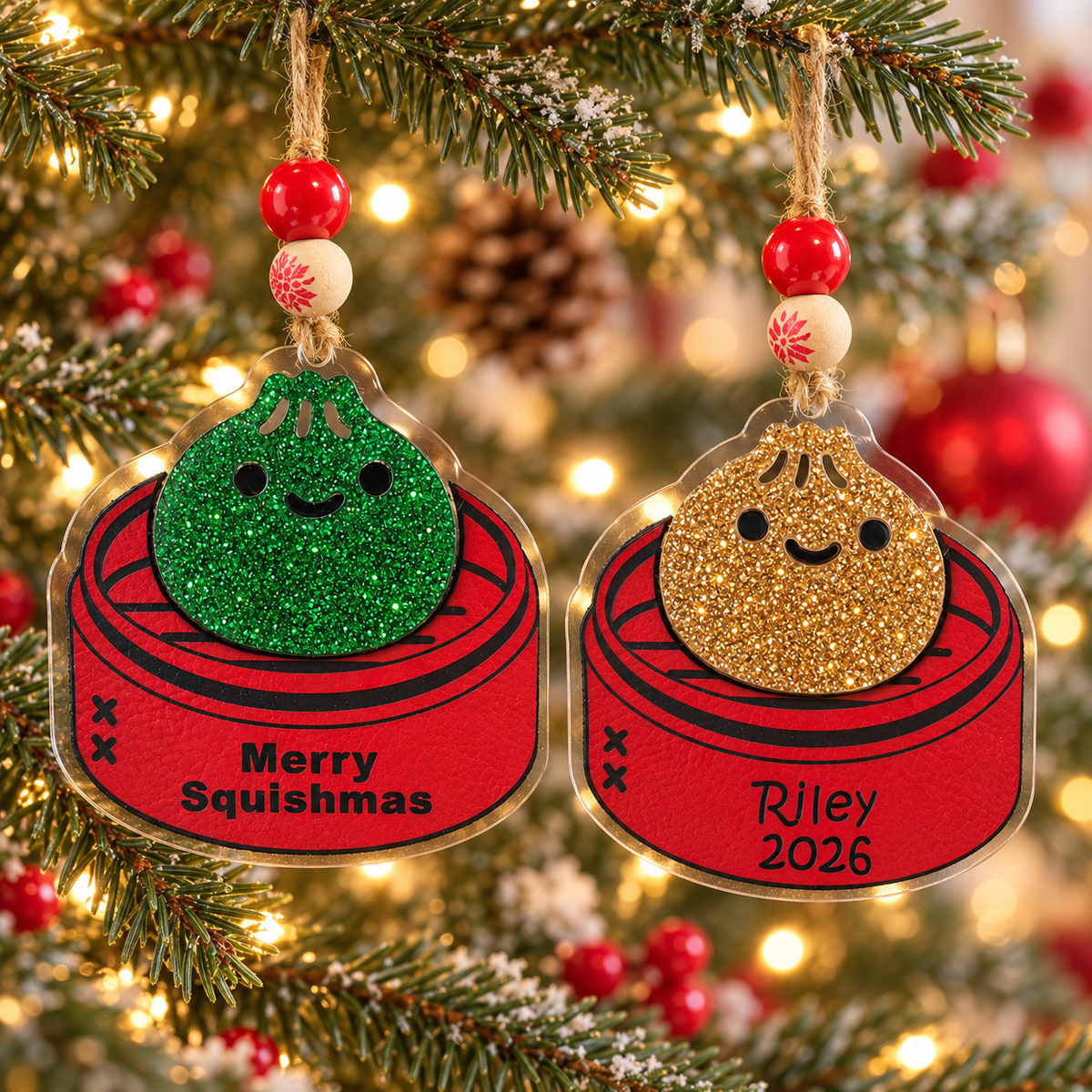 Personalized Squishy Dumpling Christmas Ornament