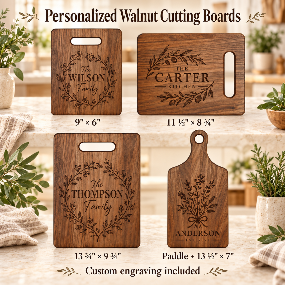 Personalized Walnut Cutting Board – Custom Engraved